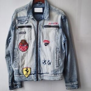 Light Blue Denim Jacket with Patches
